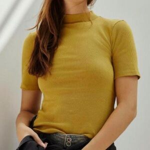 Anthropologie Mustard Short Sleeve Tee